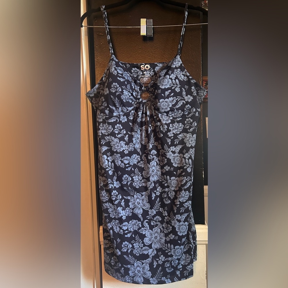 SO Navy and Light Blue Floral Dress